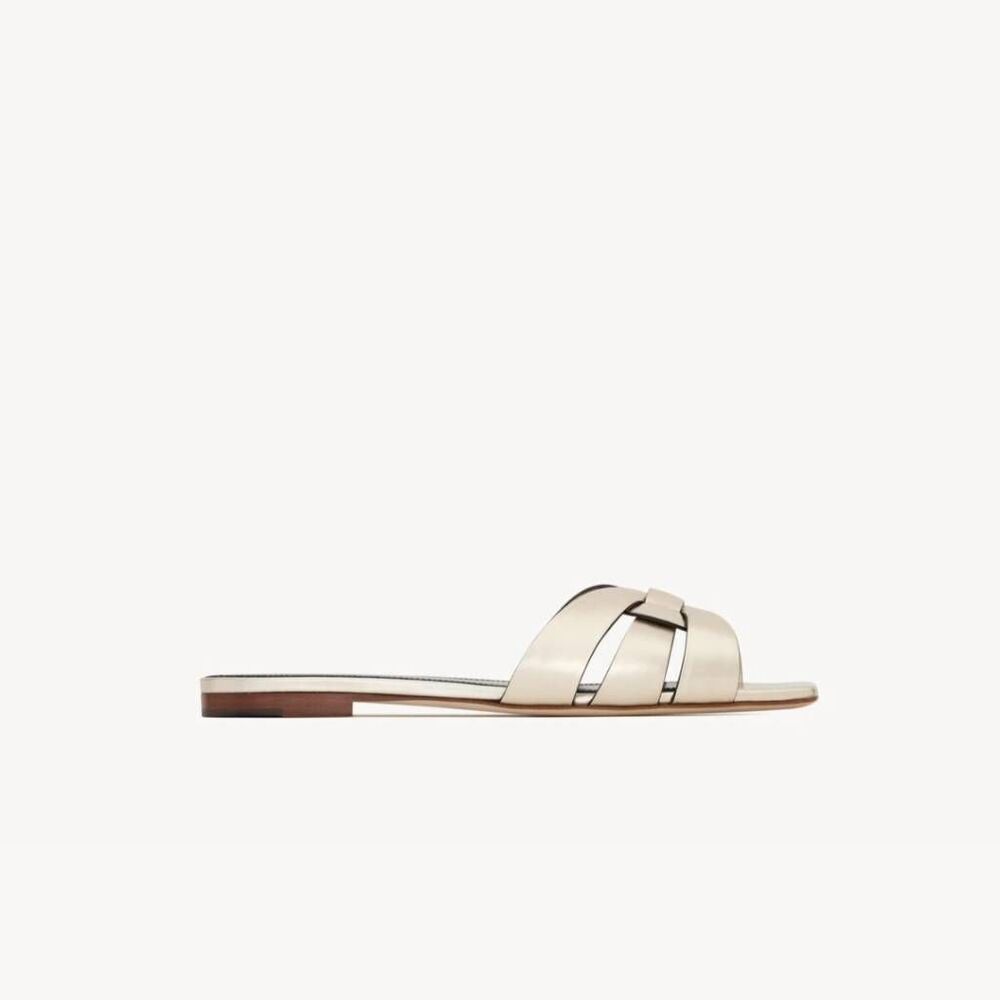 Saint Laurent Tribute Mules in Metallic Leather